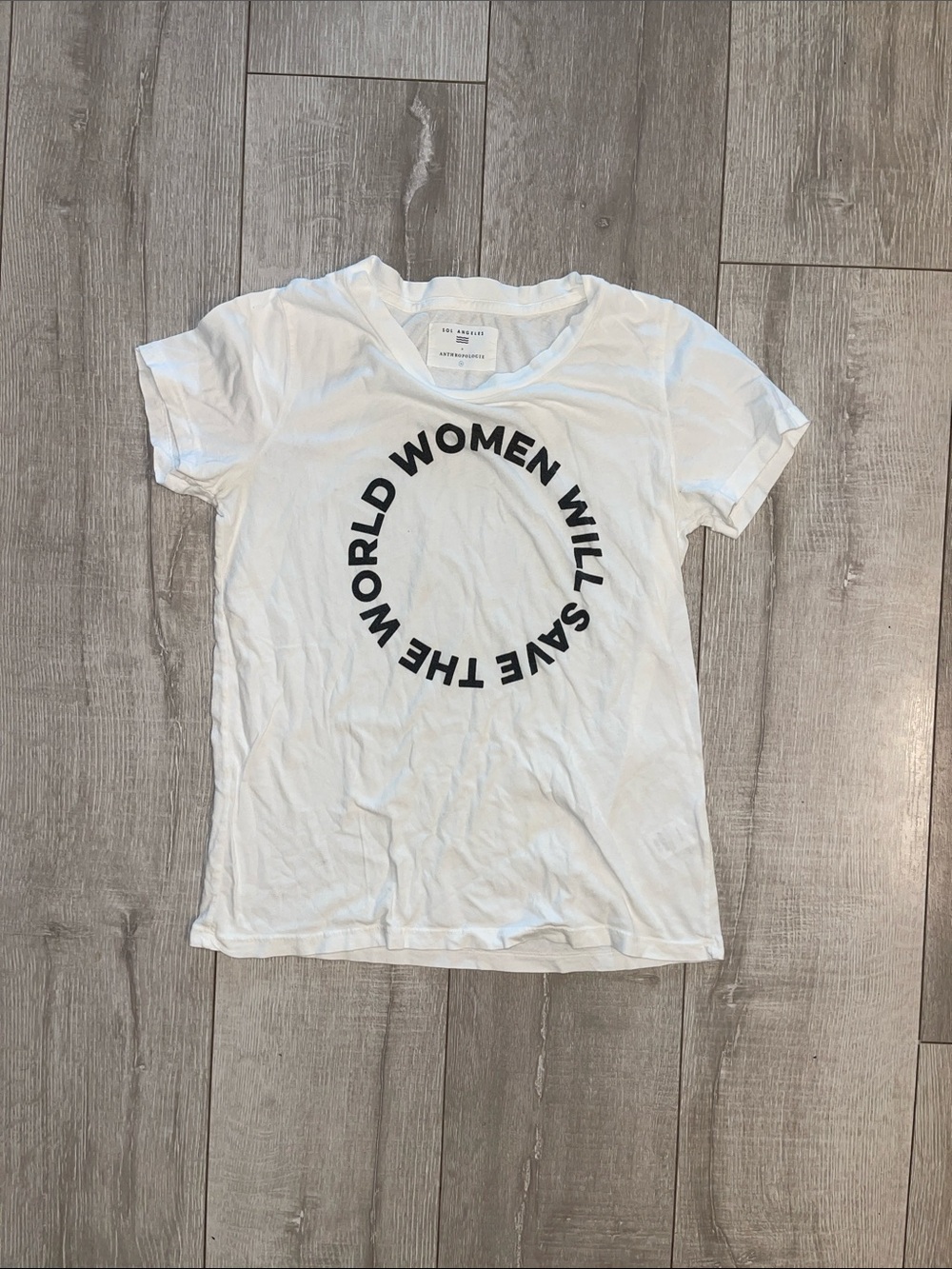 Anthropologie White 'Women Will Save The World' Graphic Tee XS- worn once! - Picture 3 of 5